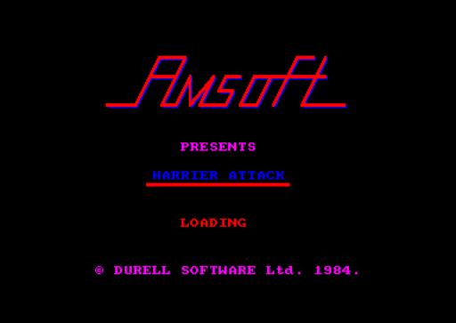 Harrier Attack title screen for Amstrad CPC